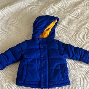 Okie Dokie Blue Puffer Jacket with Yellow Lining